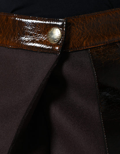 Dolce &amp; Gabbana – Brauner A-Linien-Minirock aus Schurwolle mit mittlerer Taille