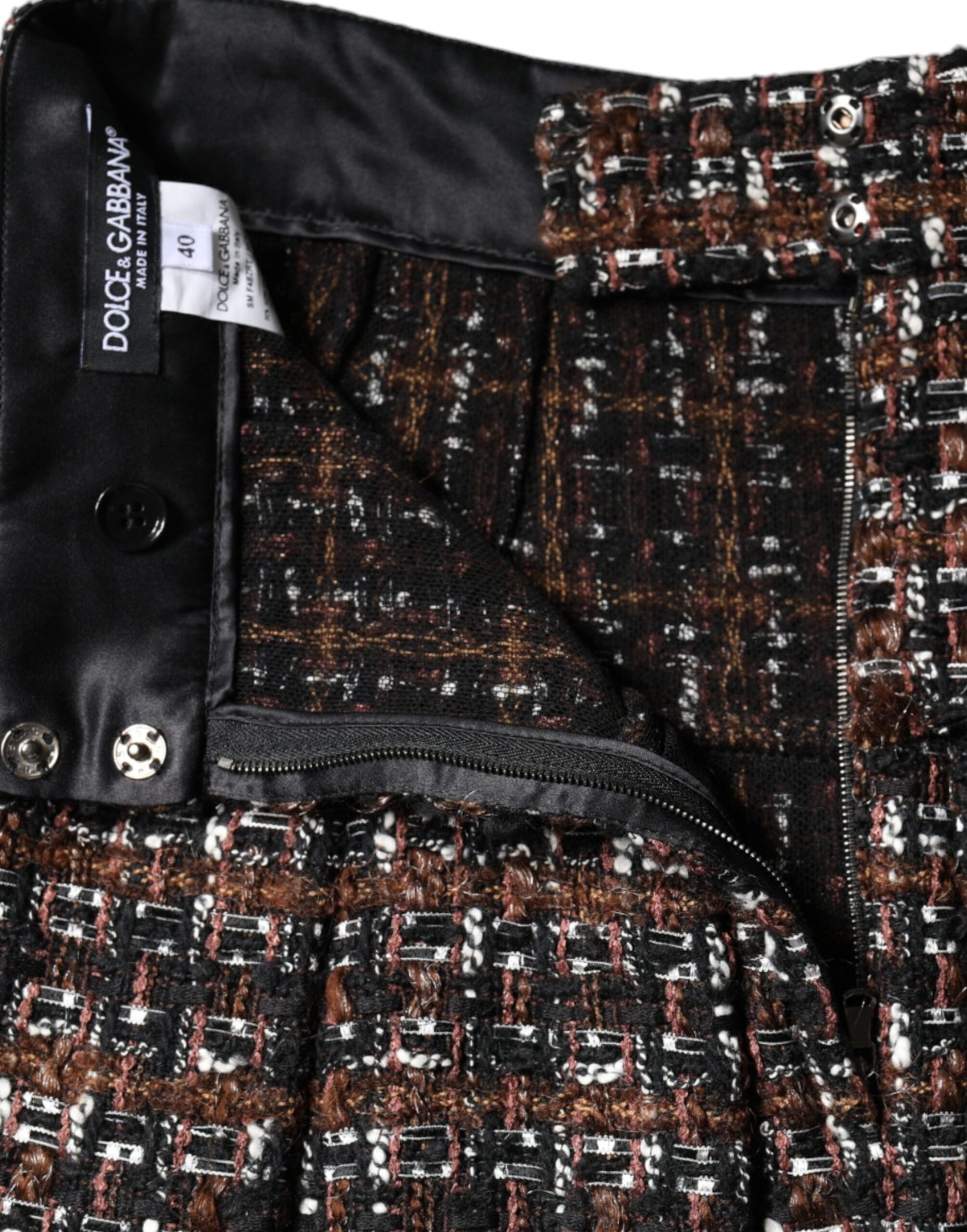 Dolce &amp; Gabbana – Mehrfarbiger A-Linien-Minirock aus Tartan-Tweed mit hoher Taille