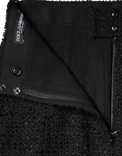 Dolce &amp; Gabbana – Schwarzer Midirock aus Schurwolle im Bleistiftschnitt