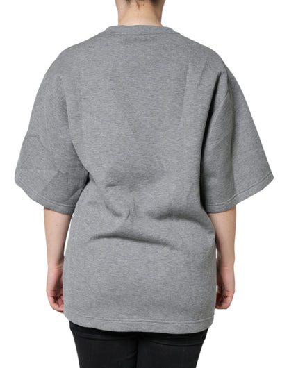 Dolce &amp; Gabbana – T-Shirt aus grauer Baumwollmischung mit Verzierung