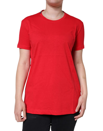 Dolce &amp; Gabbana – Rotes T-Shirt aus Baumwolle mit Rundhalsausschnitt und kurzen Ärmeln