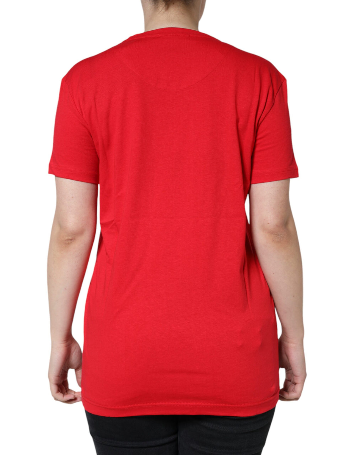 Dolce &amp; Gabbana – Rotes T-Shirt aus Baumwolle mit Rundhalsausschnitt und kurzen Ärmeln