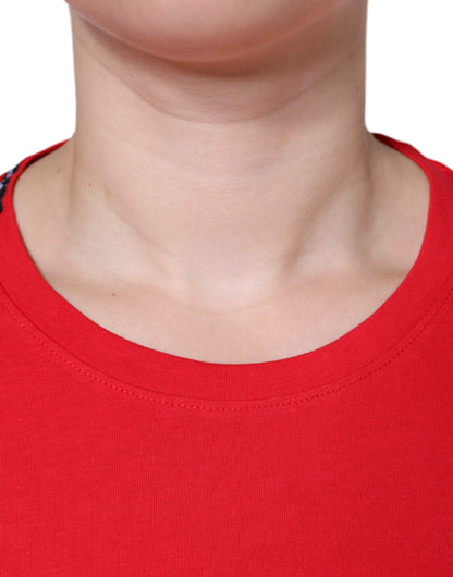Dolce &amp; Gabbana – Rotes T-Shirt aus Baumwolle mit Rundhalsausschnitt und kurzen Ärmeln