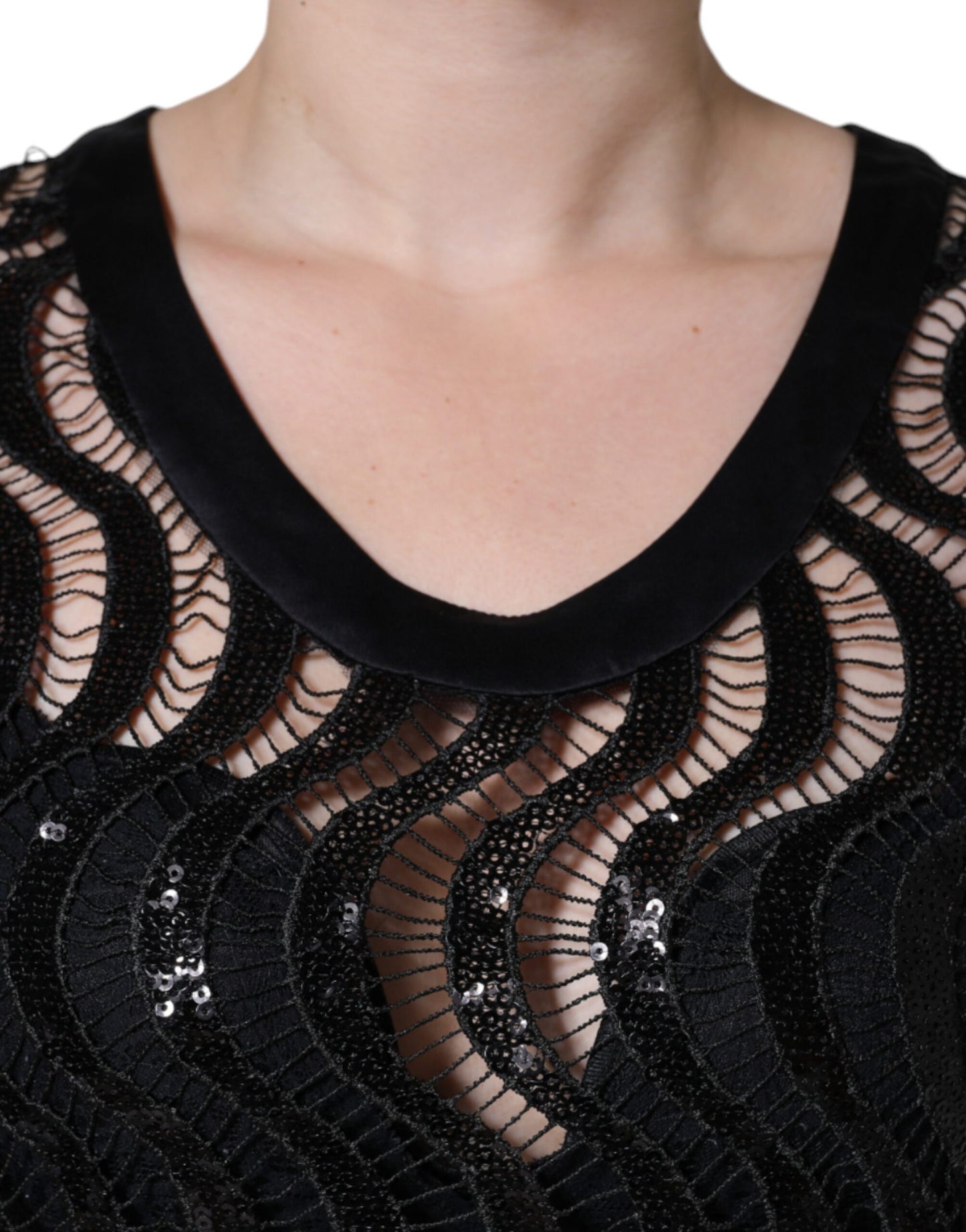 Dolce &amp; Gabbana – Schwarzes, ärmelloses Tanktop mit Pailletten