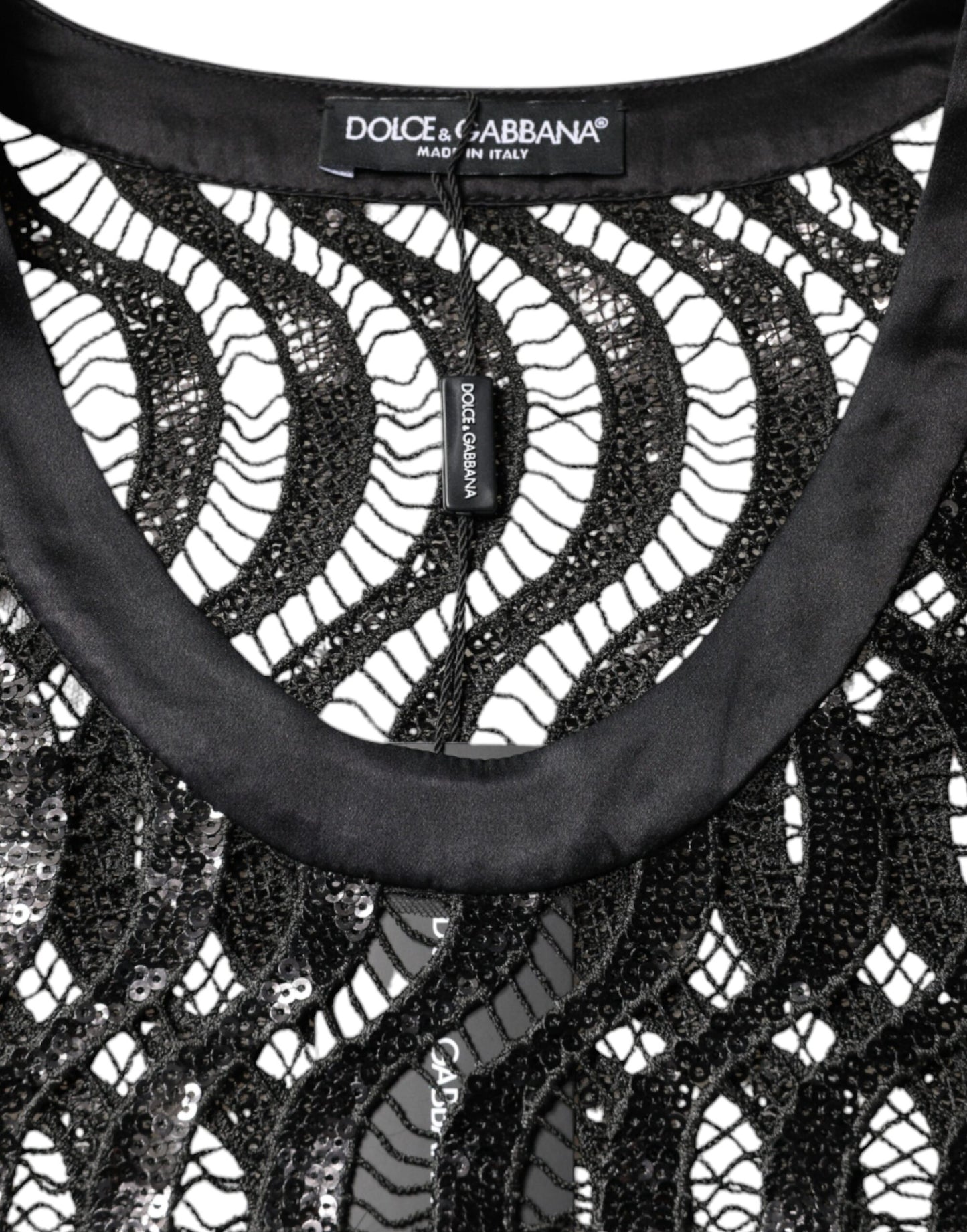 Dolce &amp; Gabbana – Schwarzes, ärmelloses Tanktop mit Pailletten