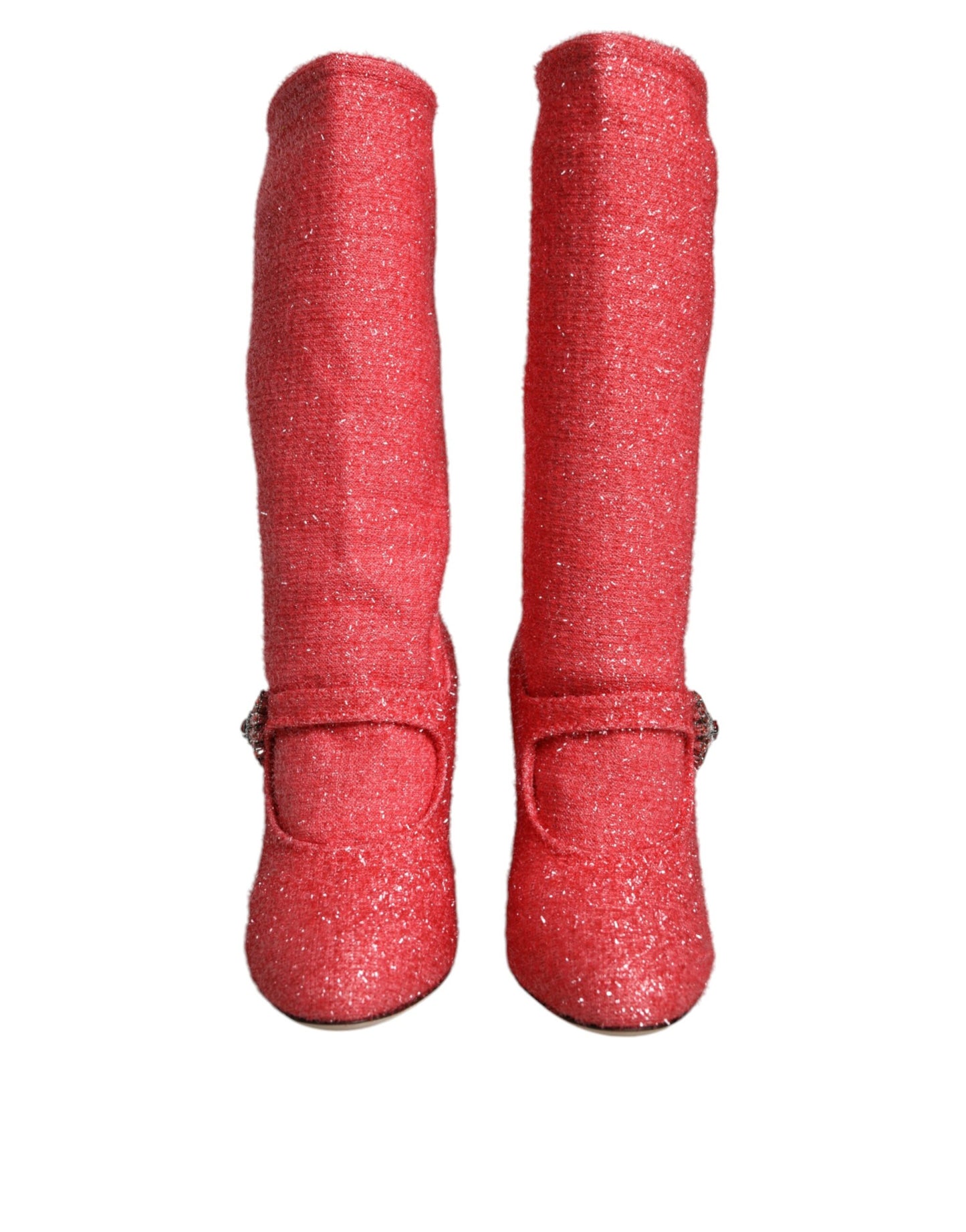Dolce &amp; Gabbana Pink Crystal Lurex Fantasy Hohe Stiefel Schuhe