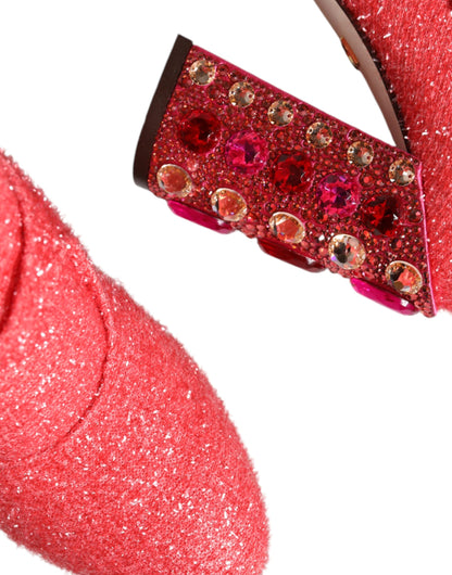 Dolce &amp; Gabbana Pink Crystal Lurex Fantasy Hohe Stiefel Schuhe