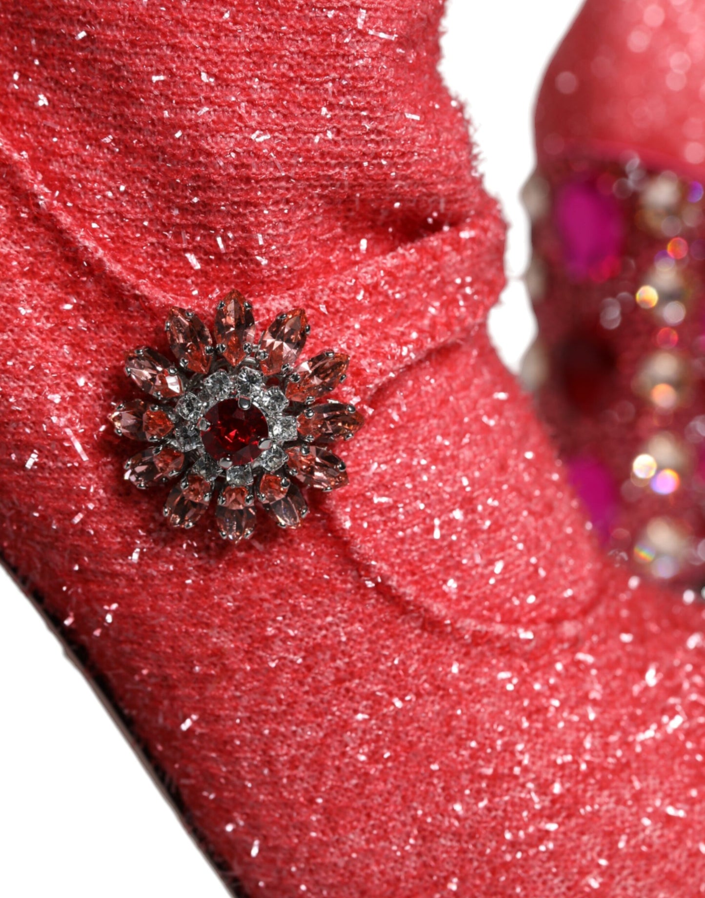 Dolce &amp; Gabbana Pink Crystal Lurex Fantasy Hohe Stiefel Schuhe