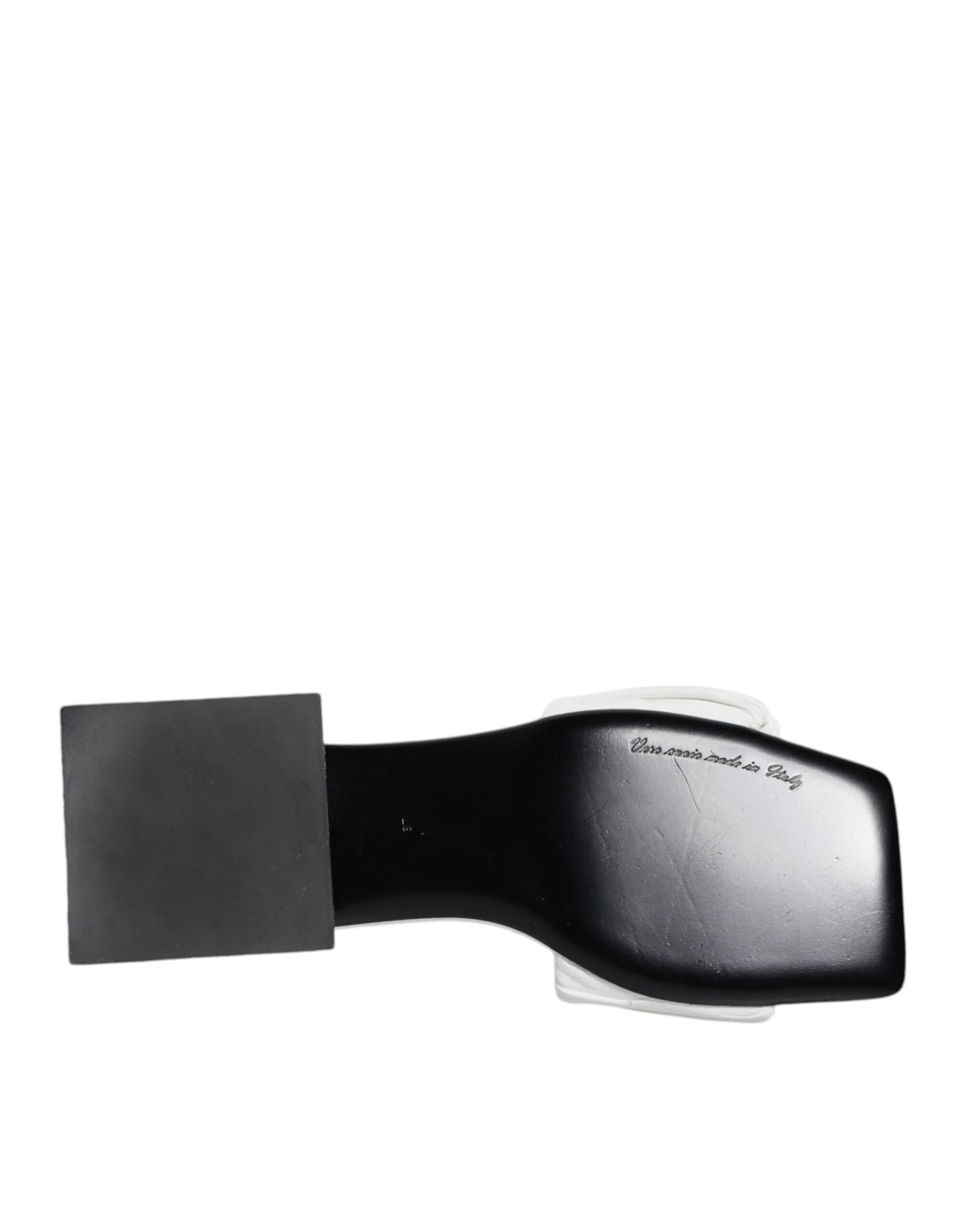 Dolce &amp; Gabbana Weiße Leder-Slides Flats Sandalen Schuhe