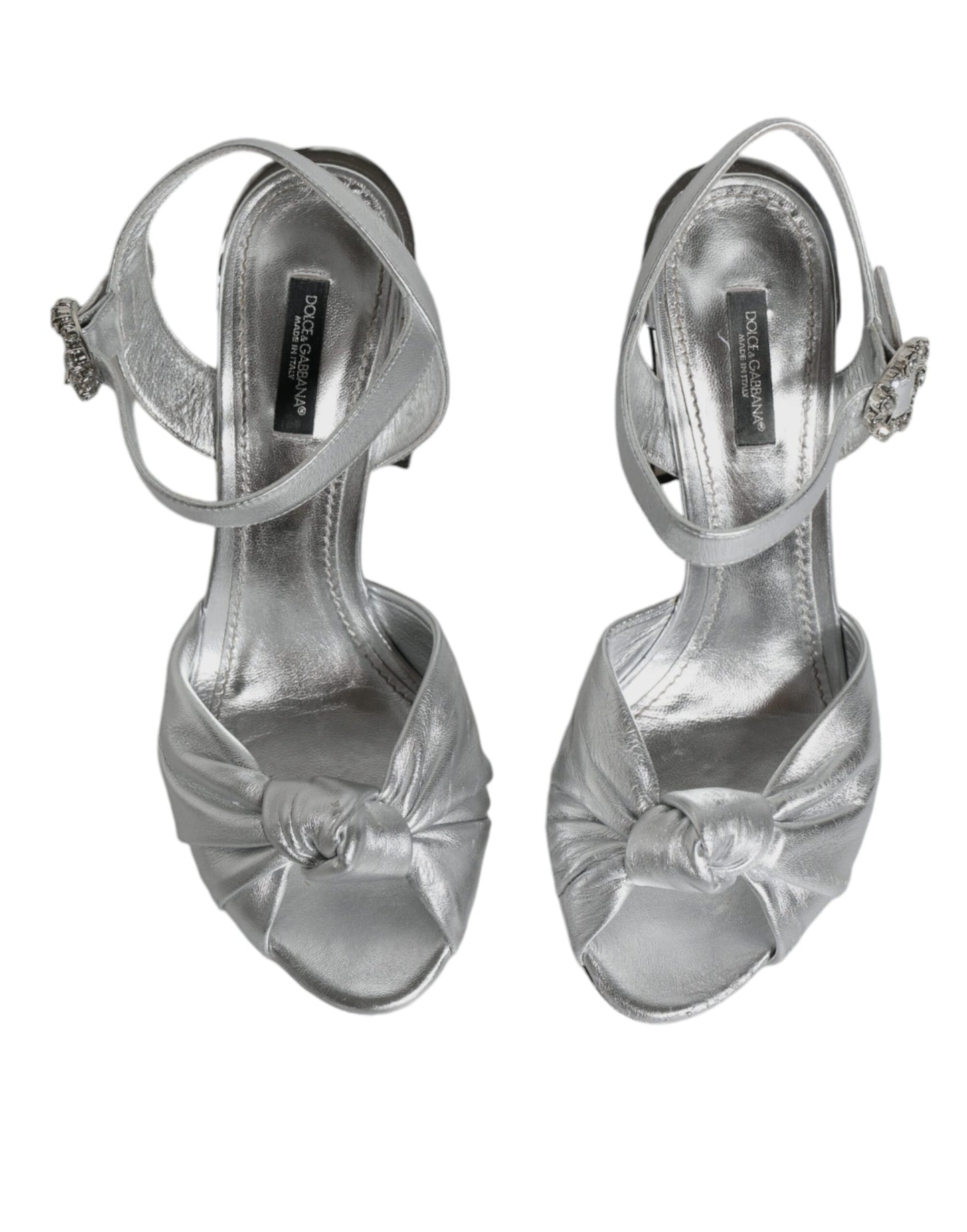 Dolce &amp; Gabbana Silber Spiegel Heels KEIRA Sandalen Schuhe
