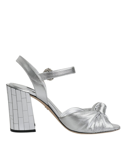 Dolce &amp; Gabbana Silber Spiegel Heels KEIRA Sandalen Schuhe