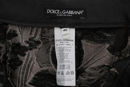 Dolce &amp; Gabbana Graue Shorts mit hoher Taille aus geblümtem Brokat