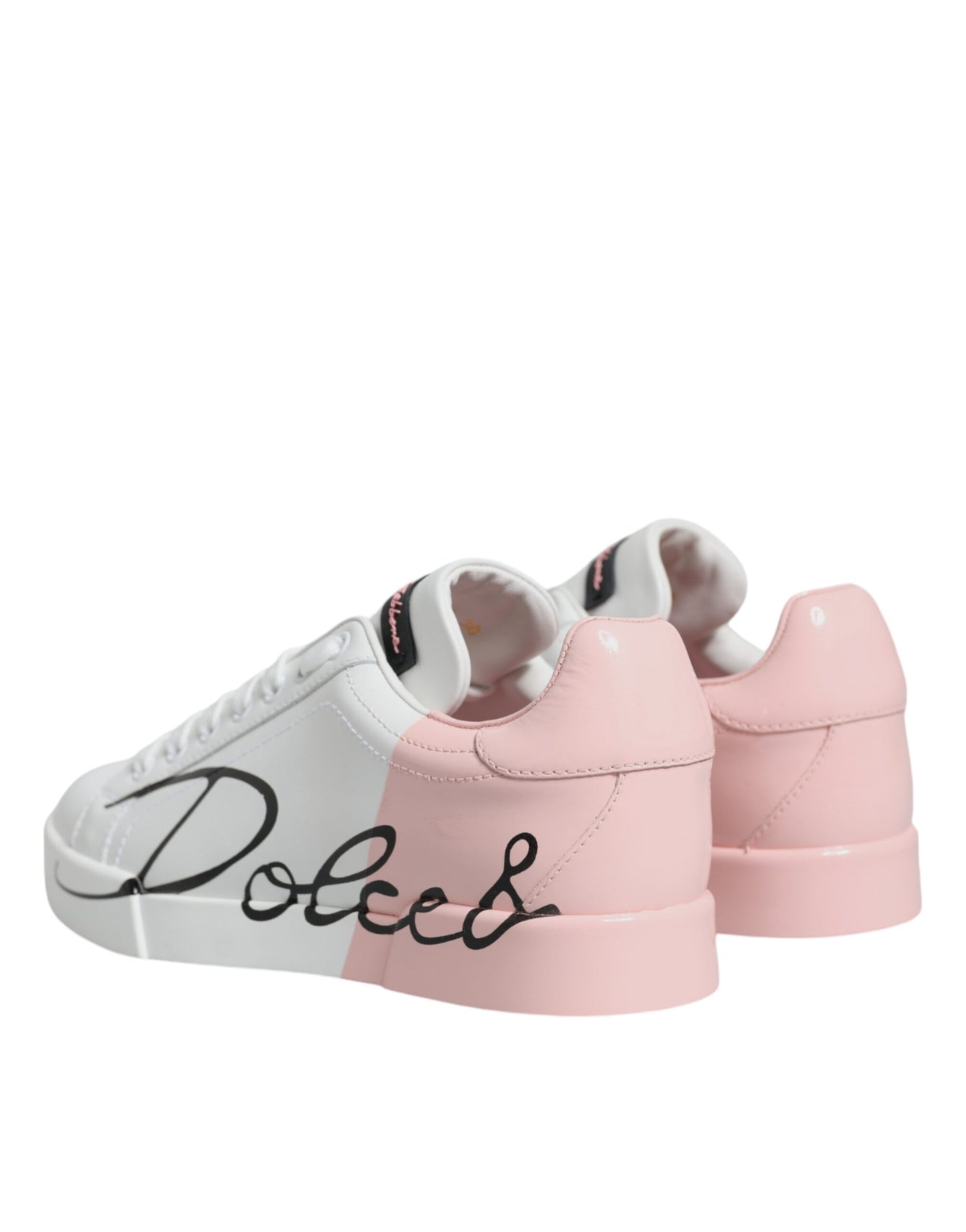 Dolce &amp; Gabbana Weiß Rosa Portofino Low Top Sneakers Schuhe