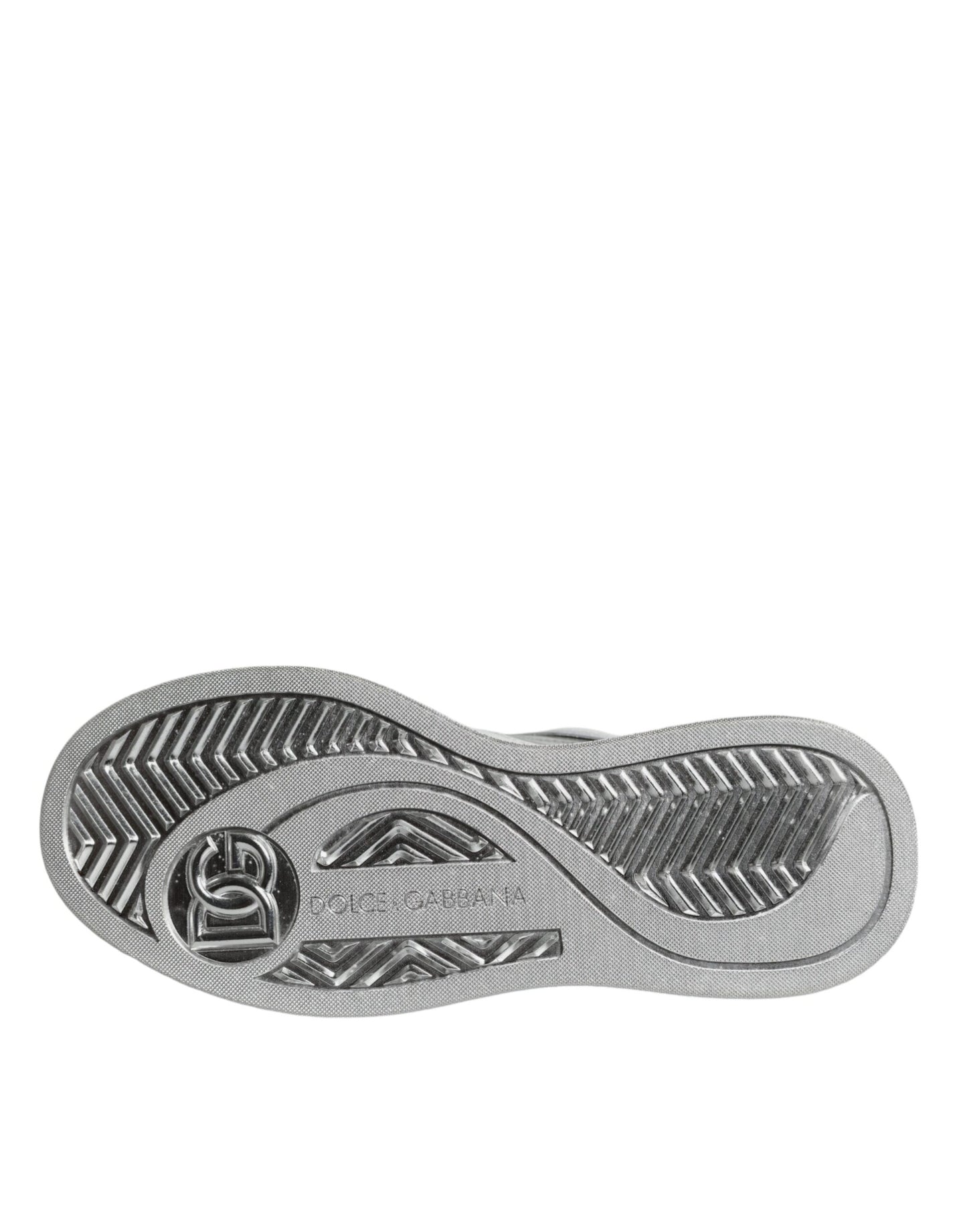 Dolce &amp; Gabbana Weiß Silber Leder Low Top Sneakers Schuhe