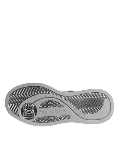 Dolce &amp; Gabbana Weiß Silber Leder Low Top Sneakers Schuhe