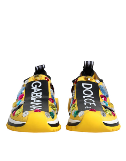 Dolce &amp; Gabbana Gelbe Sorrento Kristalle Low Top Sneakers Schuhe