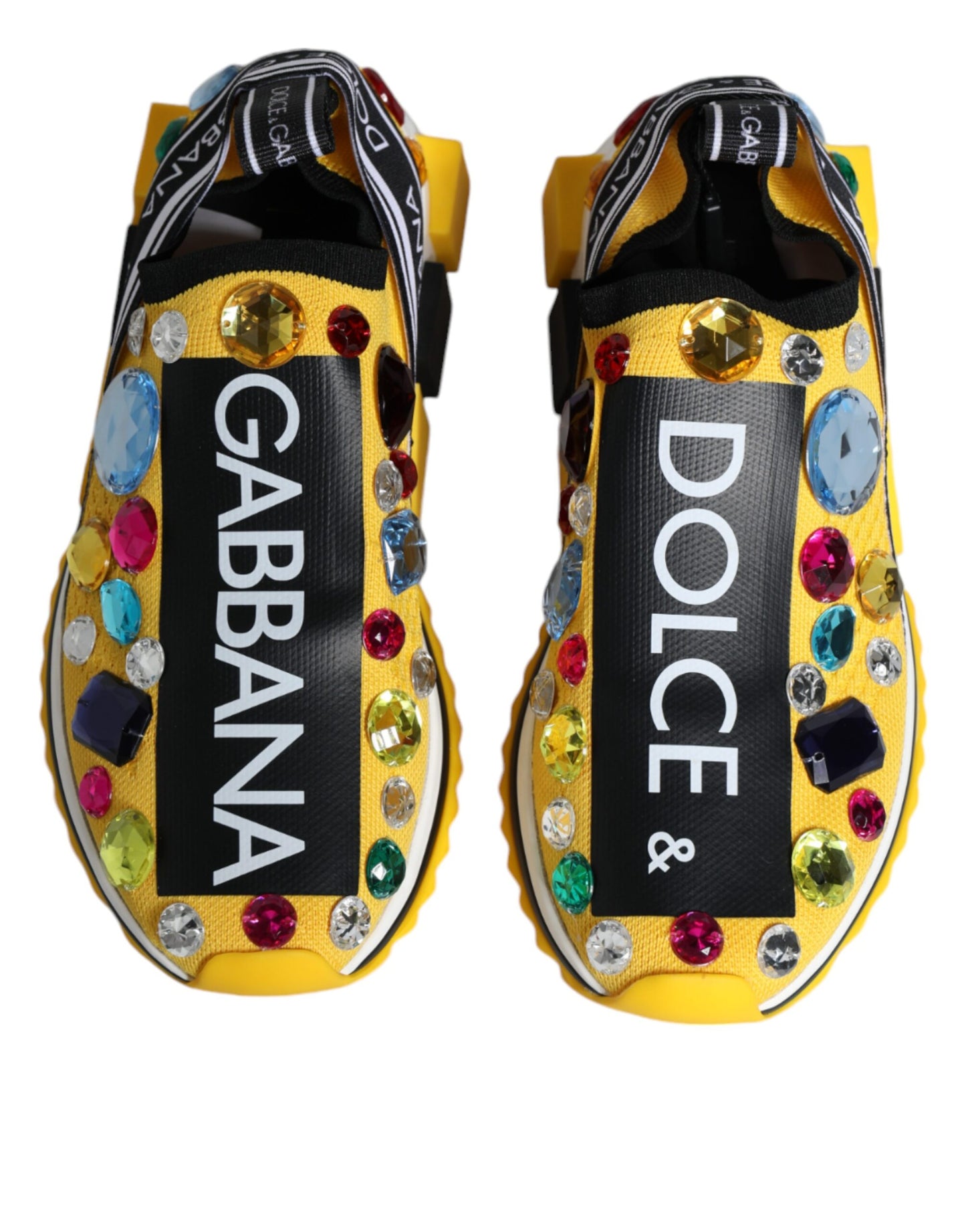 Dolce &amp; Gabbana Gelbe Sorrento Kristalle Low Top Sneakers Schuhe