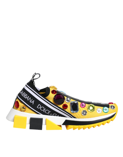 Dolce &amp; Gabbana Gelbe Sorrento Kristalle Low Top Sneakers Schuhe