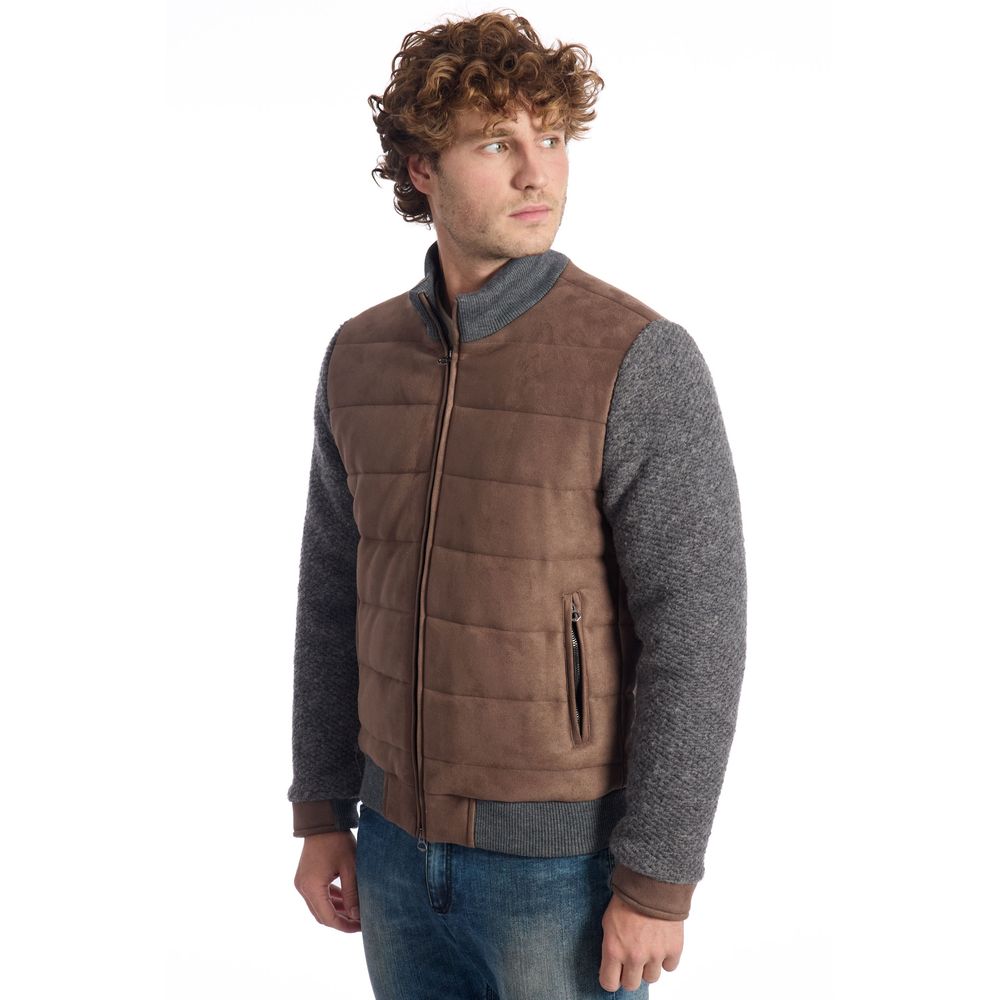 Roberto Pepe Luxury Brown Wool Men's Quilted Jacket