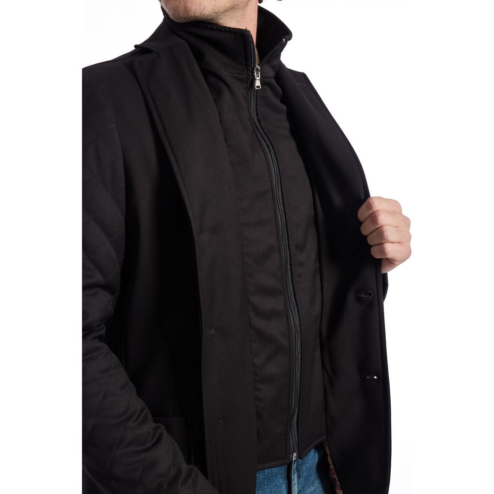 Roberto Pepe Luxury Black Wool Men Jacket