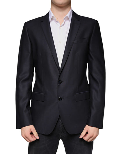 Dolce &amp; Gabbana – Einreihiger Blazer aus dunkelblauer Wolle