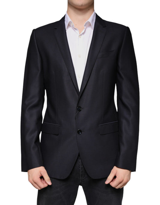 Dolce &amp; Gabbana – Einreihiger Blazer aus dunkelblauer Wolle