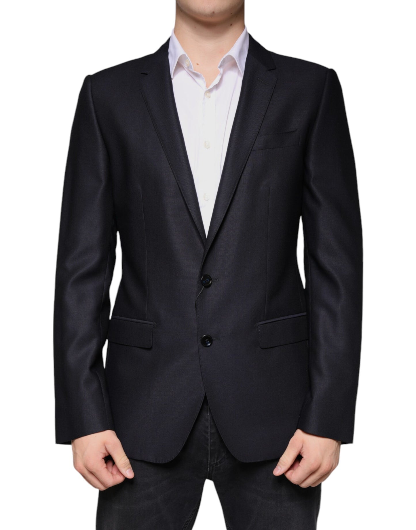 Dolce &amp; Gabbana – Einreihiger Blazer aus dunkelblauer Wolle