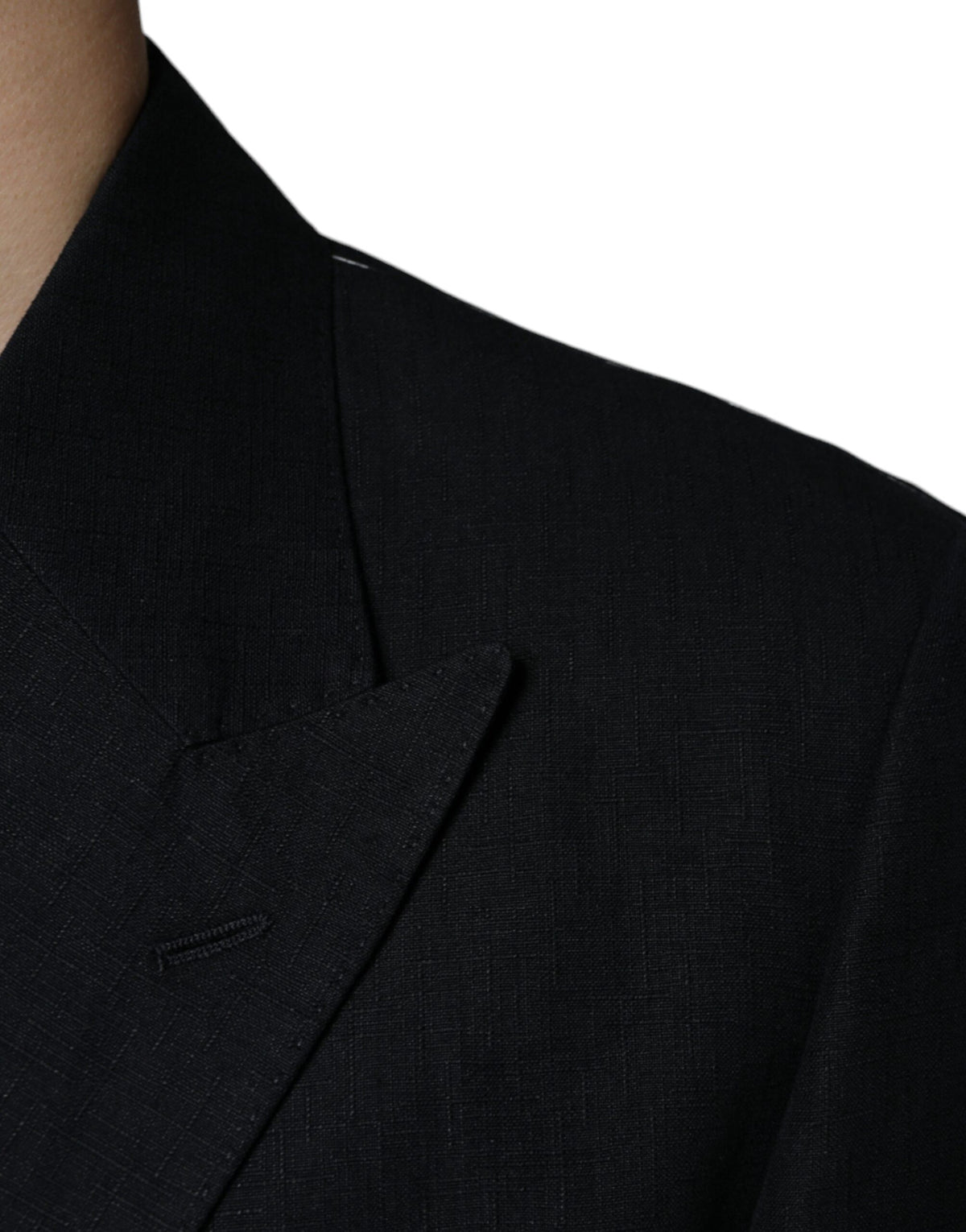 Dolce &amp; Gabbana – Zweireihiger Blazer aus schwarzem Leinen