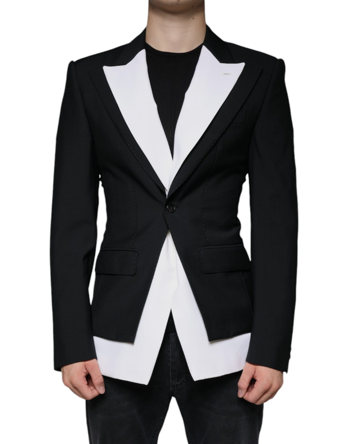 Dolce &amp; Gabbana – Einreihiger Blazer in Schwarz und Weiß