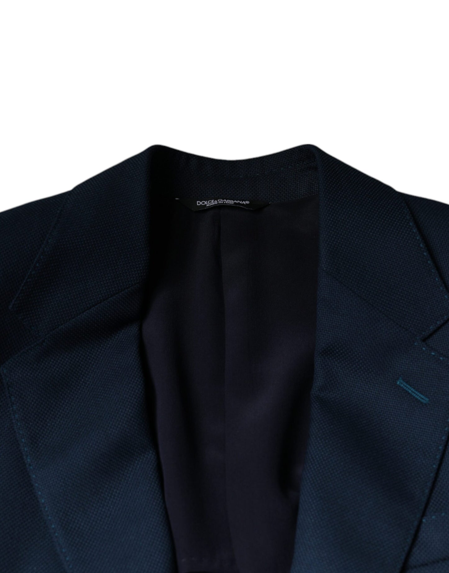 Dolce &amp; Gabbana – Einreihiger Blazer aus blauer Wolle mit Logo