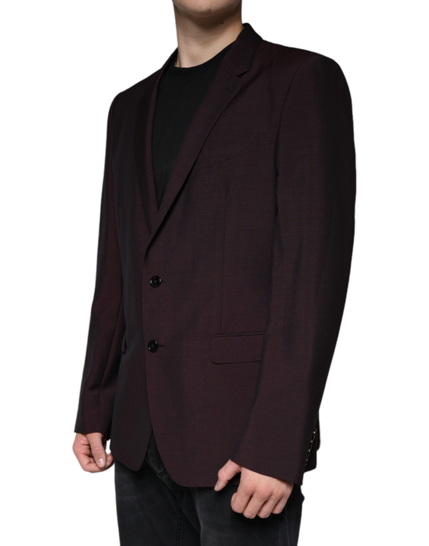Dolce &amp; Gabbana – Einreihiger Blazer aus Wolle in Bordeaux