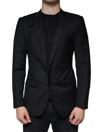 Dolce &amp; Gabbana – Schwarzer, einreihiger Blazer mit MARTINI-Biene
