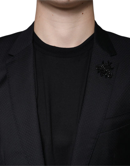 Dolce &amp; Gabbana – Schwarzer, einreihiger Blazer mit MARTINI-Biene