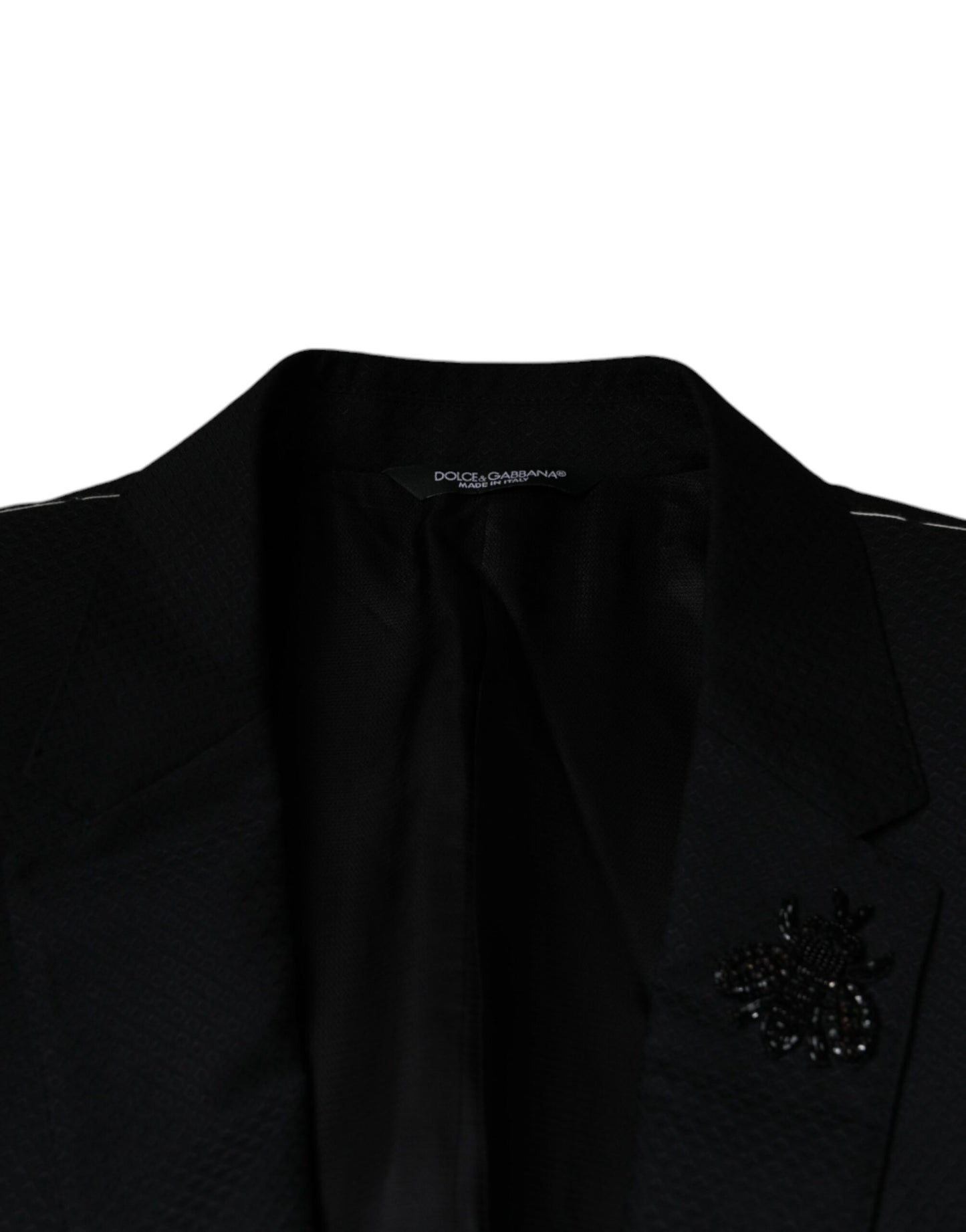 Dolce &amp; Gabbana – Schwarzer, einreihiger Blazer mit MARTINI-Biene
