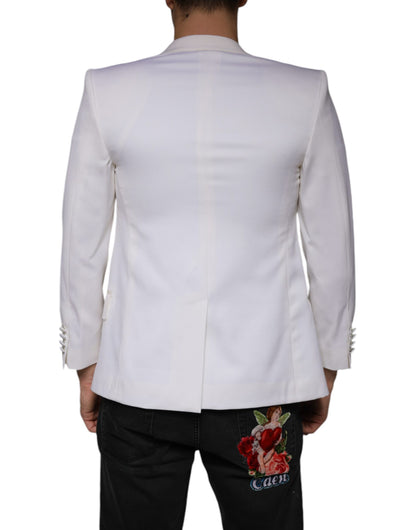 Dolce &amp; Gabbana – Einreihiger Blazer aus cremeweißer Wolle