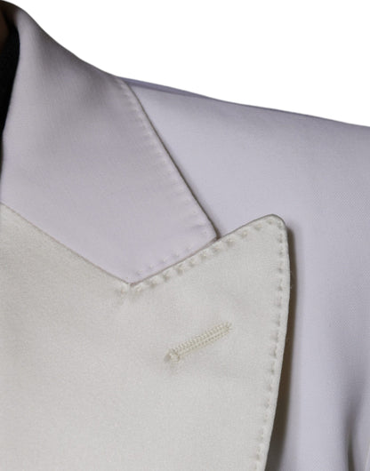 Dolce &amp; Gabbana – Einreihiger Blazer aus cremeweißer Wolle