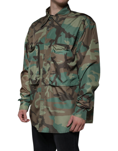 Dolce &amp; Gabbana Mehrfarbiges Camouflage-Hemd mit Knopfleiste