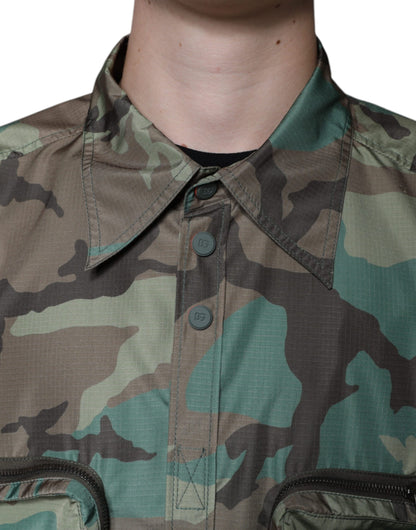 Dolce &amp; Gabbana Mehrfarbiges Camouflage-Hemd mit Knopfleiste