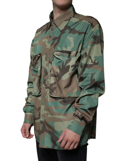 Dolce &amp; Gabbana Mehrfarbiges Camouflage-Hemd mit Knopfleiste
