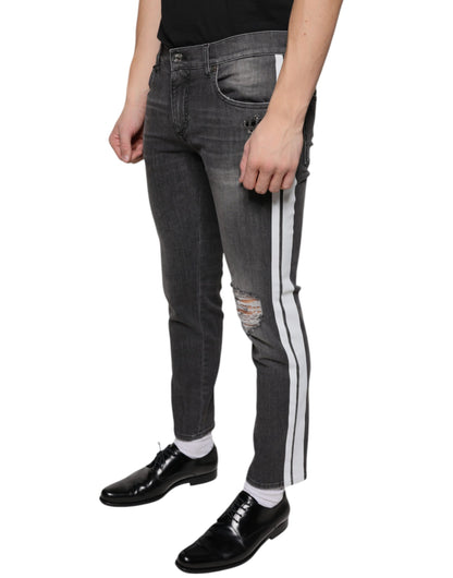 Dolce &amp; Gabbana Schwarze Skinny-Jeans aus zerfetzter Baumwolle für Herren
