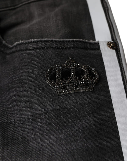 Dolce &amp; Gabbana Schwarze Skinny-Jeans aus zerfetzter Baumwolle für Herren