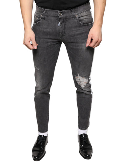 Dolce &amp; Gabbana Schwarze Skinny-Jeans aus zerfetzter Baumwolle für Herren