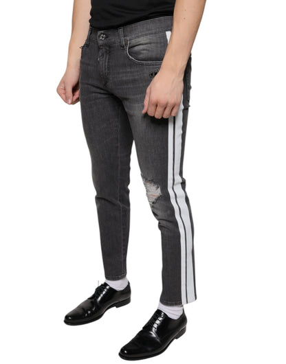 Dolce &amp; Gabbana Schwarze Skinny-Jeans aus zerfetzter Baumwolle für Herren