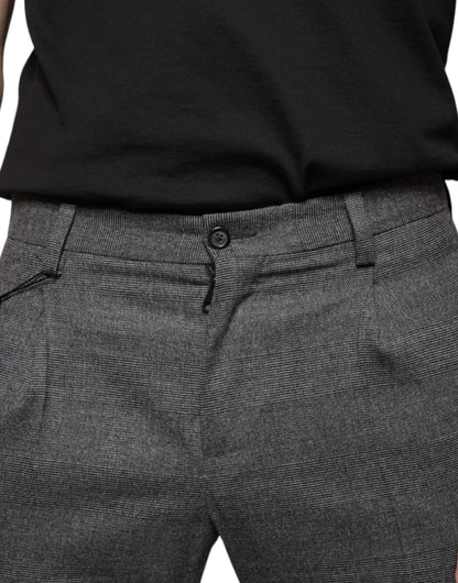 Dolce &amp; Gabbana Grau karierte Skinny-Hose aus Wolle im Tartan-Stil