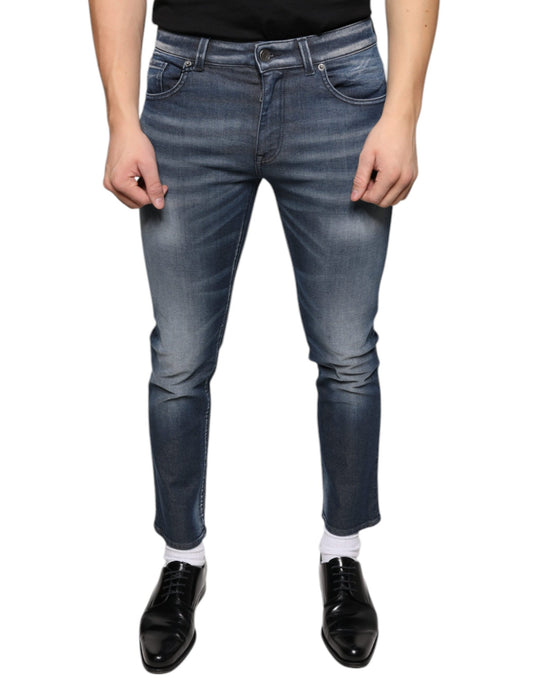 Dolce &amp; Gabbana Dunkelblaue Skinny-Jeans aus gewaschener Baumwolle