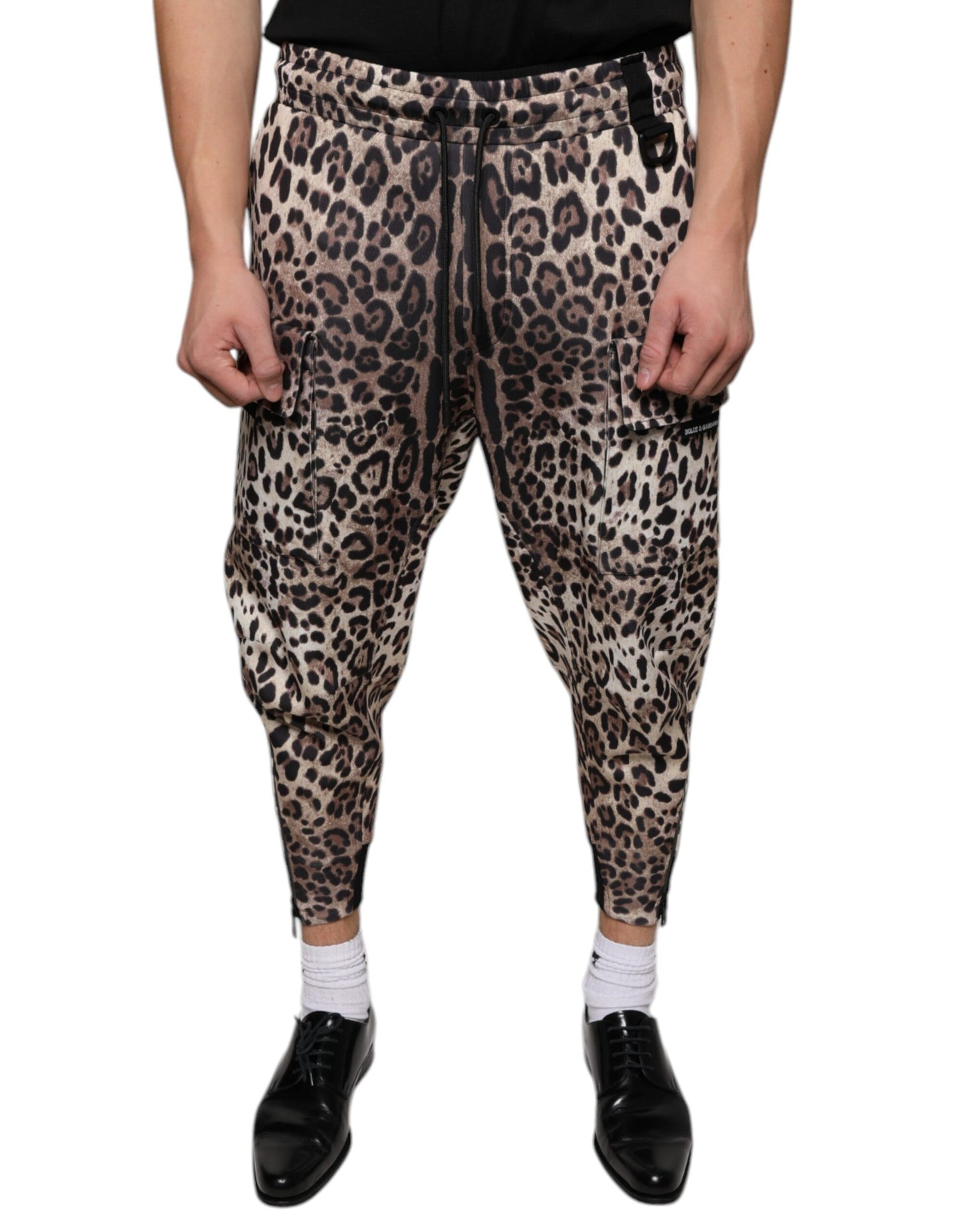 Dolce &amp; Gabbana Braune Jogginghose aus Polyester mit Leopardenmuster