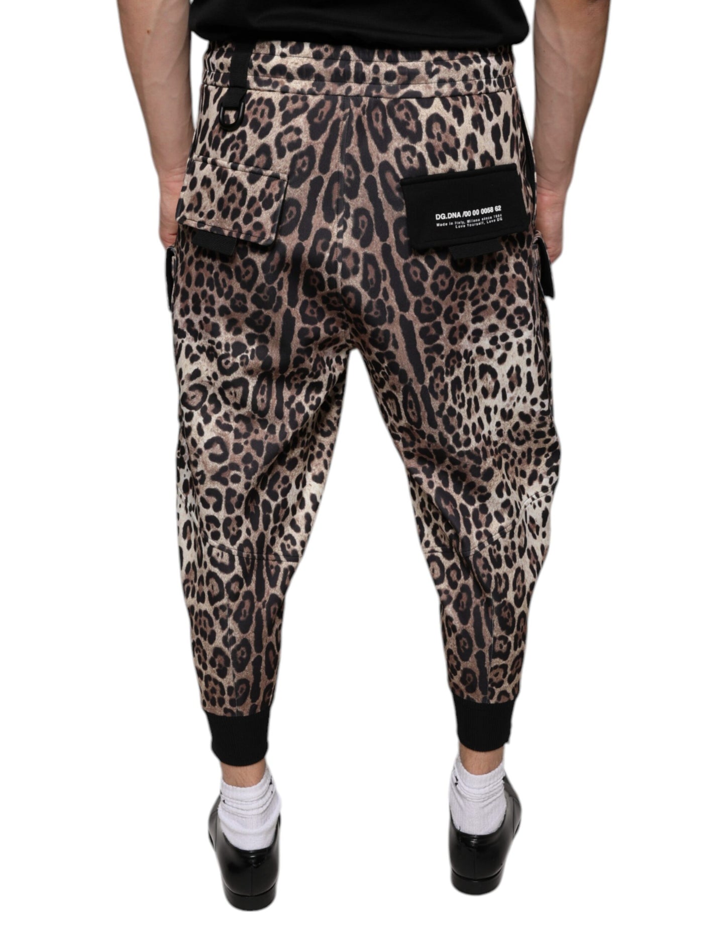 Dolce &amp; Gabbana Braune Jogginghose aus Polyester mit Leopardenmuster