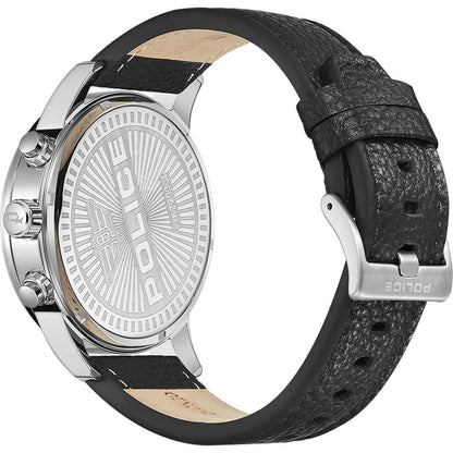 Schwarze Lederuhr von Police
