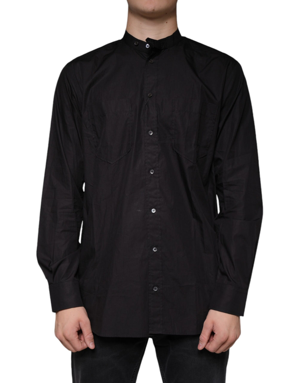Dolce &amp; Gabbana Schwarzes Baumwoll-Button-Down-Freizeithemd für Herren