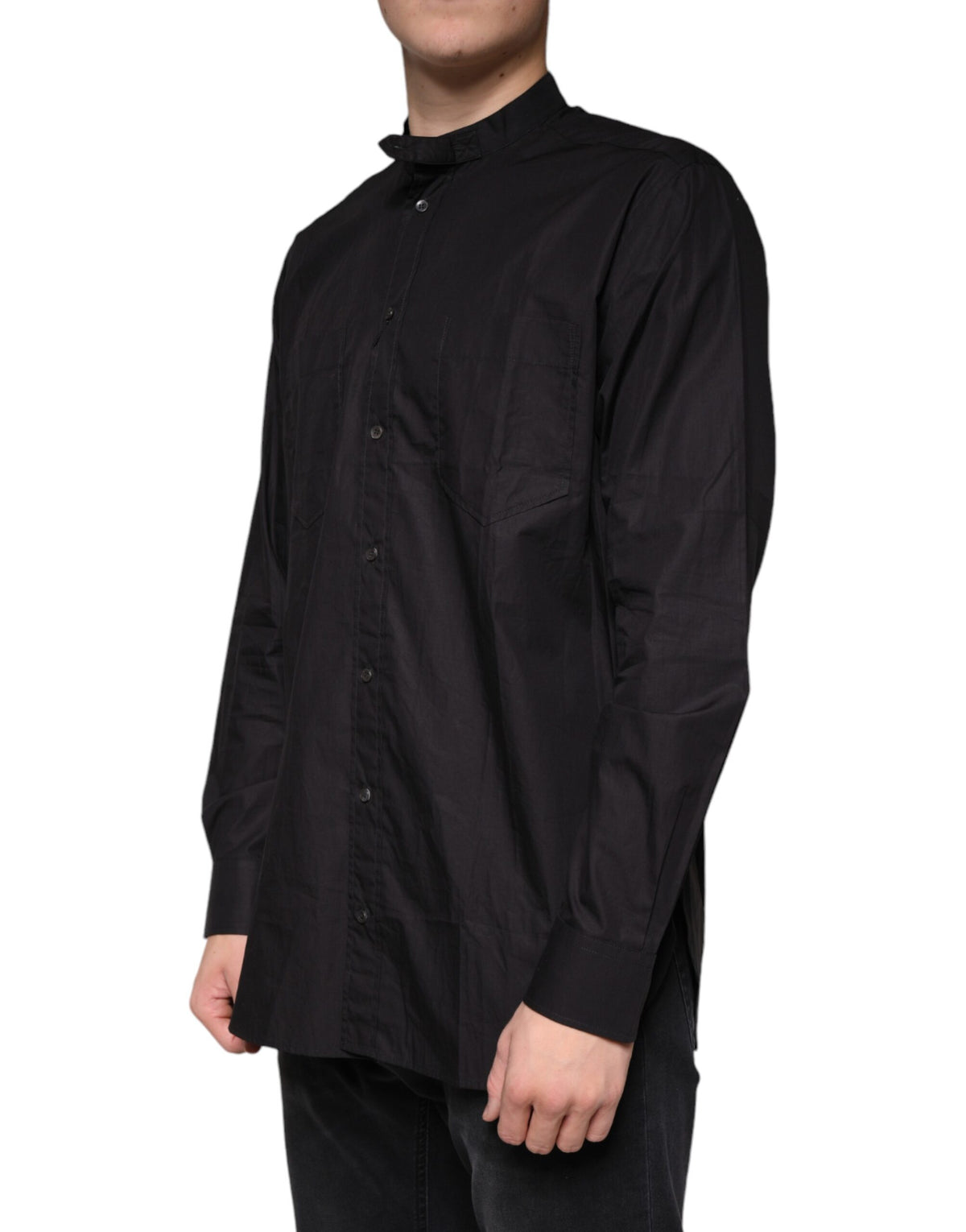 Dolce &amp; Gabbana Schwarzes Baumwoll-Button-Down-Freizeithemd für Herren